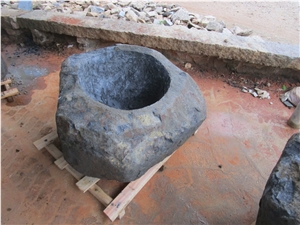 Good Looking Zhangpu Black Basalt China Flower Planters, China Blakc Basalt Landscaping Planters