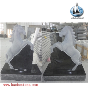 Black Granite Stone Sculpture Cheval Monument