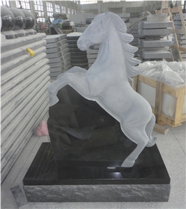 Black Granite Stone Sculpture Cheval Monument