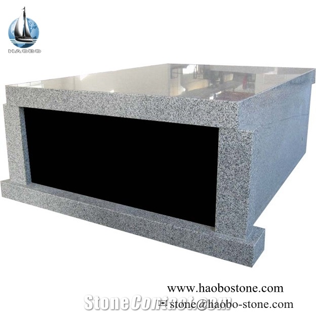 Flat-Top Two-Crypt Premier Family Mausoleum, G640 White Granite Mausoleum & Columbarium