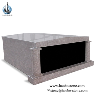 G664 Pink Granite Two Person Burial Mausoleum