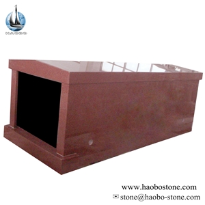 Indian Red Granite Single Crypt Private Mausoleums