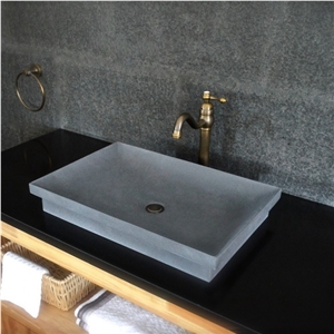 Nature Honed Surface Basalt Stone Bathroom Vessel Sink
