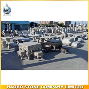 Outdoor Nature Stone Tables and Benches for Garden Landscaping