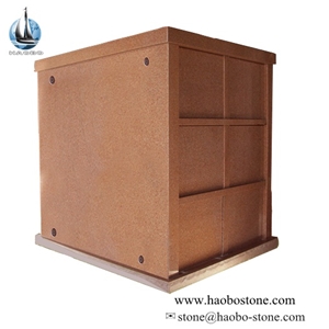 Red Granite 6 Crypts High Quality Private Mausoleum