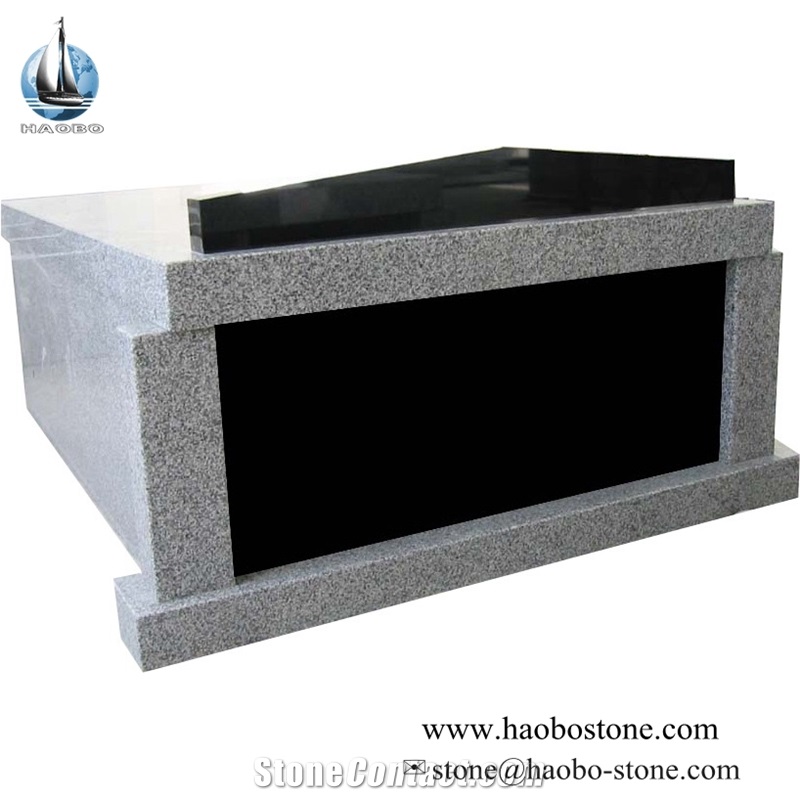 Roof Cap Gray Granite Two Person Memorial Mausoleum