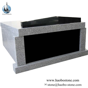 Roof Cap Gray Granite Two Person Memorial Mausoleum