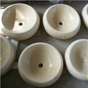 Sunny Yellow Marble Round Wash Bowls