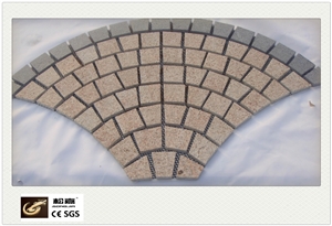 G682 Yellow Beige Granite Bushhamered Paving Stone Fan Shape Patio Walkway Driving Terrace Pavers/Floor Paving,G682 Granite Cube Stone for Pavers, Cheap Paving Stone, G682 Yellow Granite Paving Stone