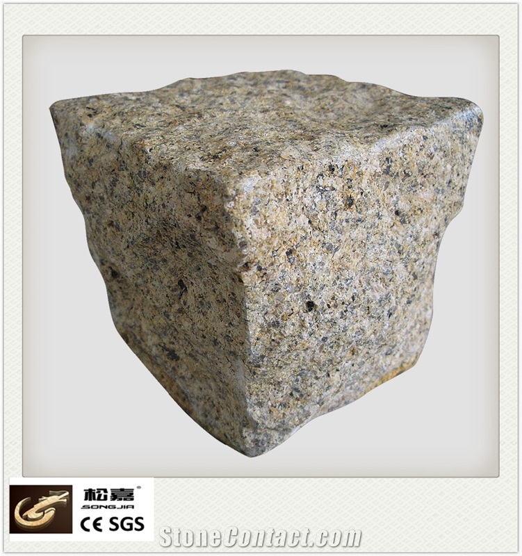 G682 Yellow Beige Granite Bushhamered Paving Stone Fan Shape Patio Walkway Driving Terrace Pavers/Floor Paving,G682 Granite Cube Stone for Pavers, Cheap Paving Stone, G682 Yellow Granite Paving Stone