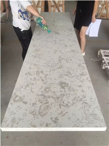 Bst Marble Like Quartz Stone Polished Surfaces Kitchen Tops with Bevel Edges and Customized Edges Available 2cm Thick