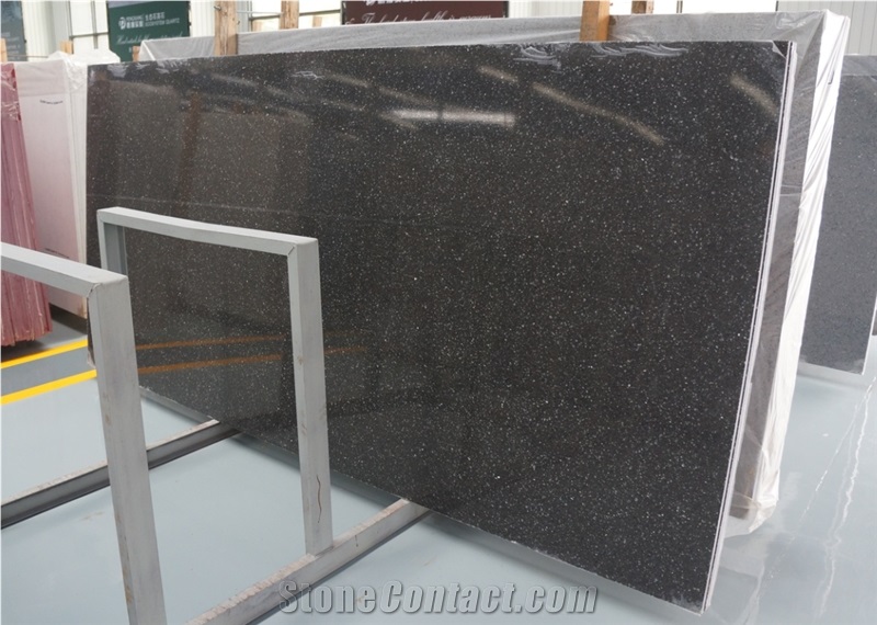 Crystal Shining Dark Grey Quartz Stone,Quartz Slab