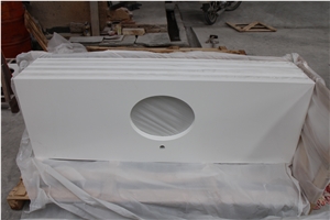 Pure White Quartz Stone Bathroom Vanity Top, Solid Surface Stone Bathroom Tops, Engineered Stone Bath Top