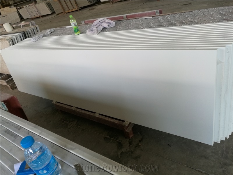 Pure White Quartz Stone Kitchen Countertop, Fabricated Quartz Stone Kitchen Countertop, Solid Surface Quartz Stone Top