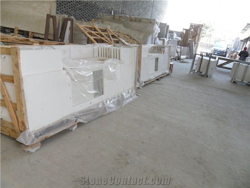 Pure White Quartz Stone Kitchen Countertop, Fabricated Quartz Stone Kitchen Countertop, Solid Surface Quartz Stone Top