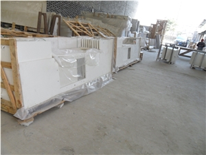 Pure White Quartz Stone Kitchen Countertop, Fabricated Quartz Stone Kitchen Countertop, Solid Surface Quartz Stone Top