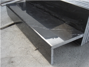 Cheap Polished Black Marquina Marble Cut to Size, Black Marble Kitchen Countertops