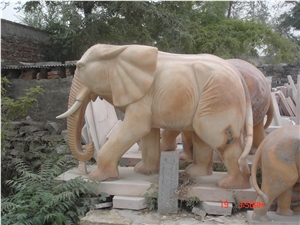 China Sunset Red Marble Landscape Sculptures, Animal Sculptures