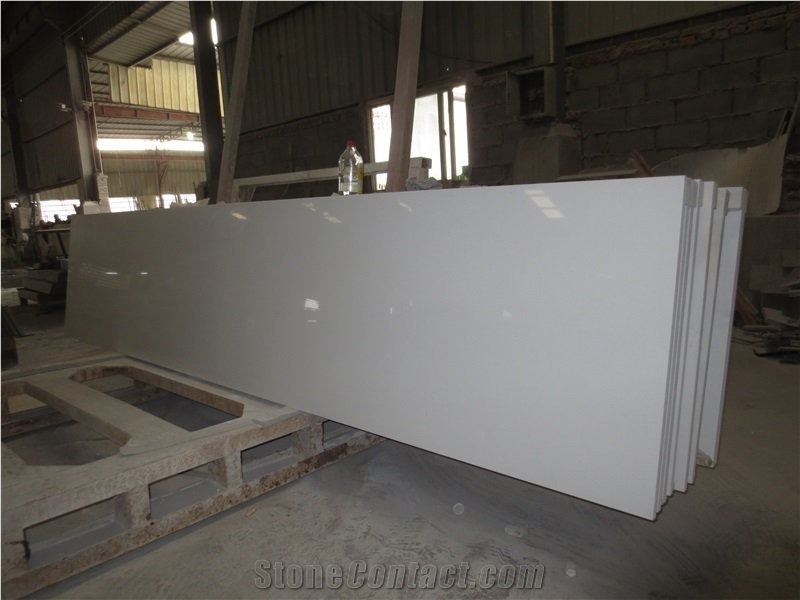 China White Artifical Quartz Stone Countertop,Chinese Manmade Countertop,Quartz Stone Table Top