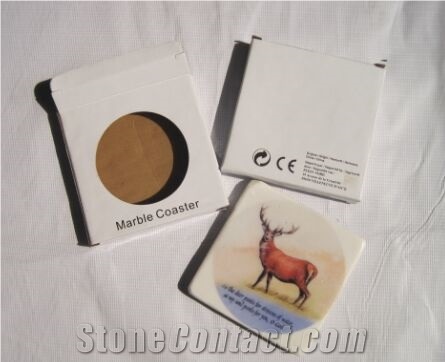 Customized White Marble Drink Coasters