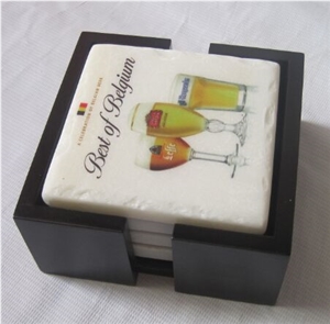 Customized White Marble Drink Coasters