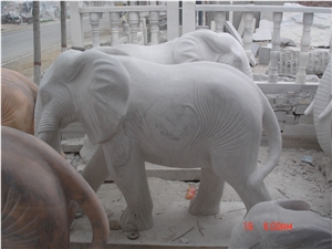 Decorative Garden Pure White Marble Elephant Statues