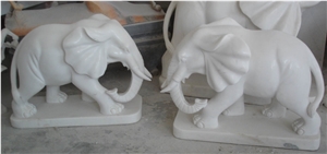 Decorative Garden Pure White Marble Elephant Statues