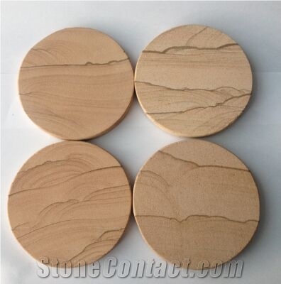 Honed Round Shape Sandstone Coasters