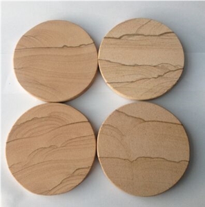 Honed Round Shape Sandstone Coasters
