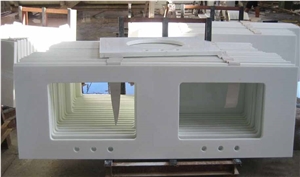 Pure White Nano Glass Stone Bathroom Countertops Vanity Top