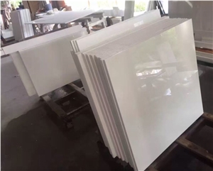 Pure White Shinily Quartz Stone Tile