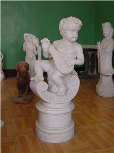 White Marble Small Boy Angel Sculptures for Graden