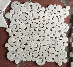 Carrara White Marble Circle Bubble Mosaic Pattern Tile