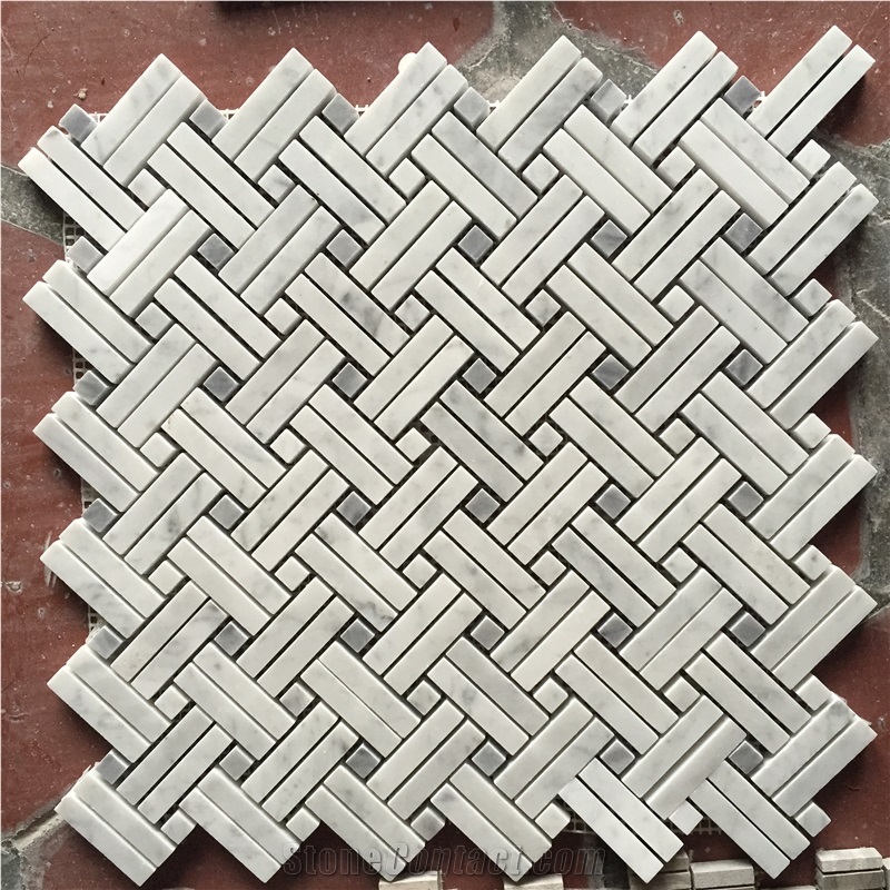 Carrara White Marble Mosaic Pattern Tile Knot