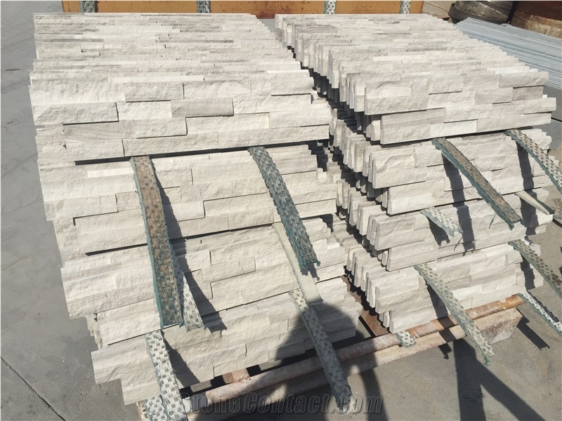 Timber White Marble Split Face Ledge Stone,Guizhou Wood Grain Marble Cultured Stone