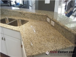 Giallo Ornamental Countertop,Brazil Granite Counter Tops, Giallo Ornamental Yellow Granite Kitchen Bar Top, Custom Counter Tops, L Shape Kitchen Island Tops, Full Bullnose Worktops, Eased Desk Tops