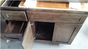 Giallo Ornamental Granite Countertop,Brazil Granite Bar Top,Polished Giallo Ornamental Island Tops, Beige Granite Counter Tops, Engineered Stone Kitchen Worktops, Kitchen Desk Tops with Wooden Cabinet