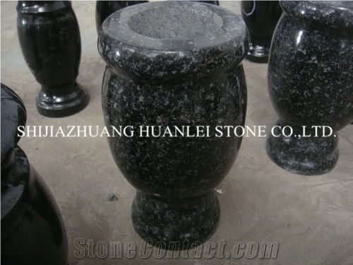 Beida Green Granite Round Vase, Cemetery Accessories Polished Turned Vases, Monument & Tombstone Accessories