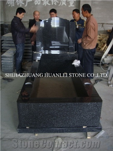 China Granite Beida Green Tombstone/Monument Design/Single Memorial/Cemetery Tombstones,Poland Gravestone,Western Style Headstone