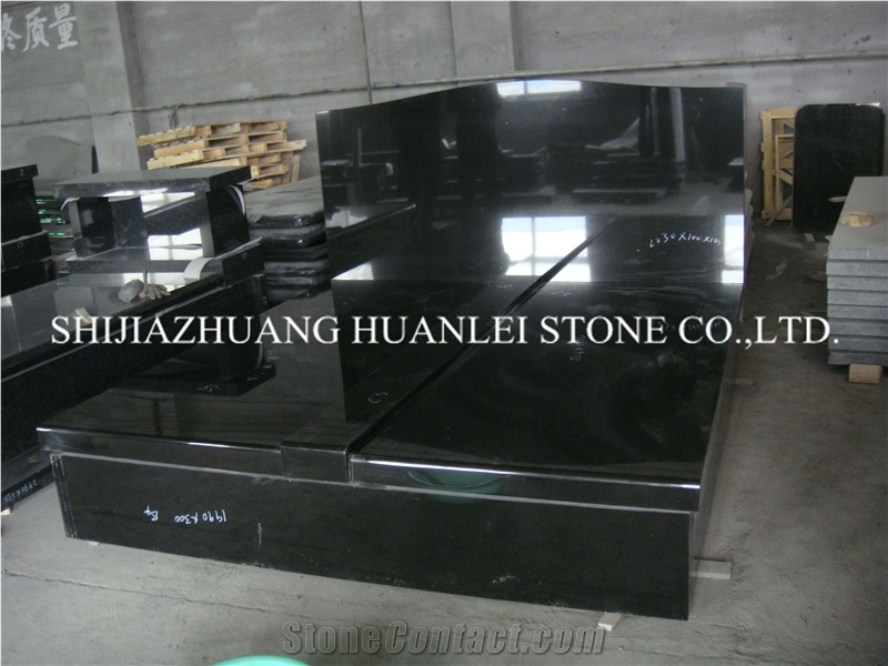 Shanxi Black Granite Tombstone & China Black Double Monuments, Hebei Black Gravestone ,Westen Style Memorial,Headstone, Best Price, Supreme Quality