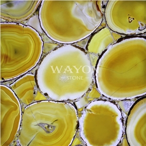 Natural Crystal Gemstone Tiles & Slabs, Yellow Agate Semiprecious Stone
