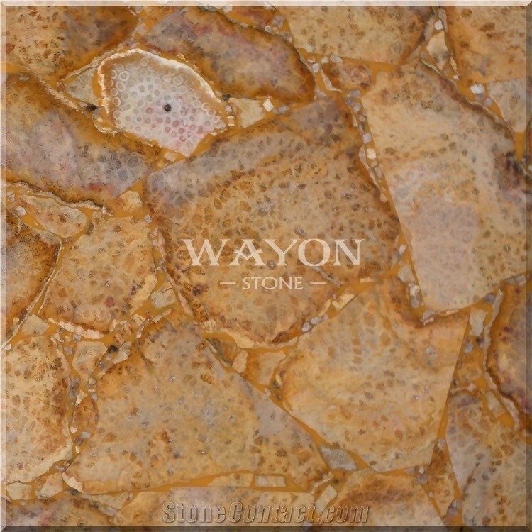 Natural Crystal Gemstone Tiles & Slabs, Yellow Semiprecious Stone