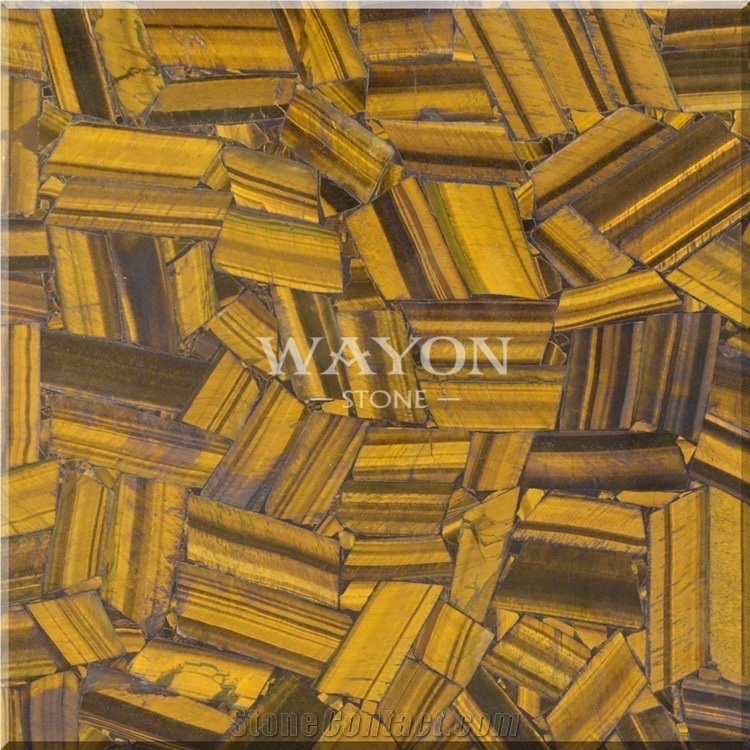 Natural Crystal Yellow Gemstone Tiles & Slabs/Giallo Semiprecious Stone