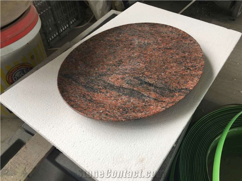 Multicolor Red Granite Fruit Plate Red Granite Dish