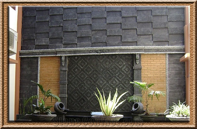 Candi Lavastone Alor 1, Black Basalt Walling Tiles, Covering Tiles