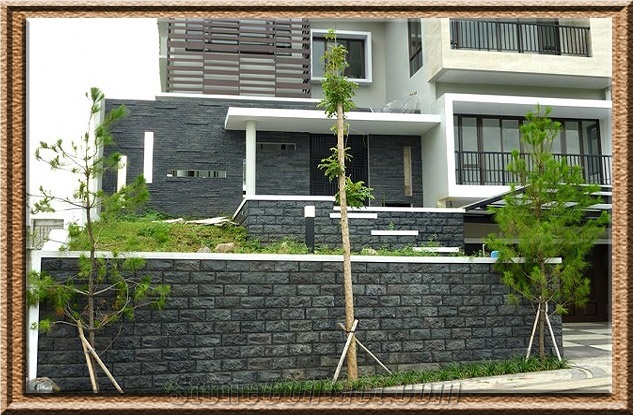 Candi Lavastone Alor 3, Black Basalt Walling Tiles, Covering Tiles
