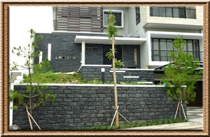 Candi Lavastone Alor 3, Black Basalt Walling Tiles, Covering Tiles