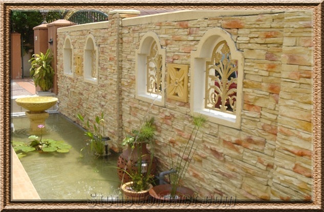Yellow Palimanan Sandstone Wall Mosaic