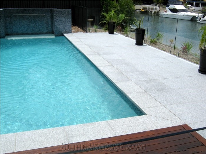 China Original G603 Granite Flamed Pool Coping Tile,Silver Grey Granite,Sesame White Granite,Crystal Grey Granite,Light Grey Granite Flamed Pool Coping Tiles