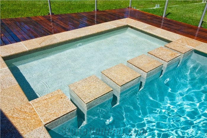 G682 Golden Sun Bullnose Pool Coping Tiles ,Rusty Yellow, Honey Jasper Bullnose Pool Coping Tiles